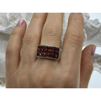 925 Sterling Silver Garnet Ring Size 8.5