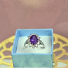 925 Sterling Silver Amethyst & Morganite Ring Size 8
