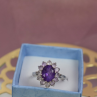 925 Sterling Silver Amethyst & Morganite Ring Size 8