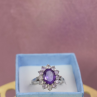 925 Sterling Silver Amethyst & Morganite Ring Size 8