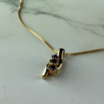 925 Sterling Silver Gold Plated Tanzanite Chain With Pendant