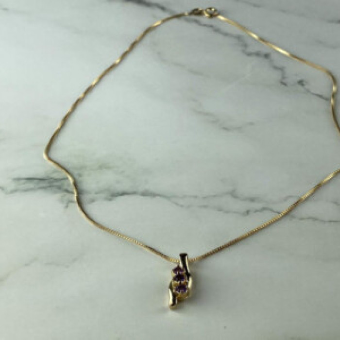 925 Sterling Silver Gold Plated Tanzanite Chain With Pendant