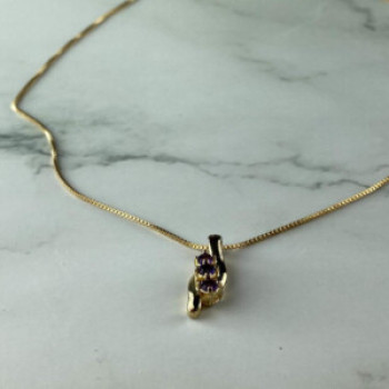 925 Sterling Silver Gold Plated Tanzanite Chain With Pendant