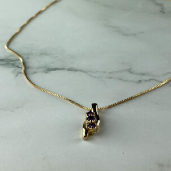 925 Sterling Silver Gold Plated Tanzanite Chain With Pendant
