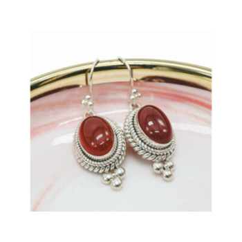 VINTAGE 925 STERLING SILVER AGATE EARRINGS