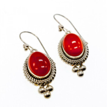 Vintage 925 Sterling Silver Agate Earrings