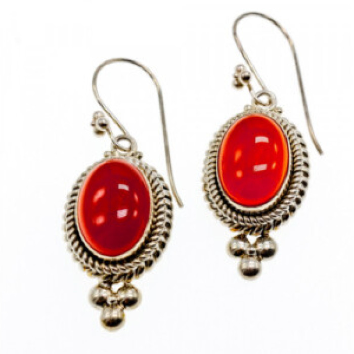 Vintage 925 Sterling Silver Agate Earrings