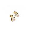 14K YELLOW GOLD PEARL & DIAMONDS EARRINGS