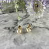 14K Yellow Gold Pearl & Diamonds Earrings