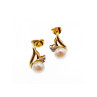 14K YELLOW GOLD PEARL & DIAMONDS EARRINGS
