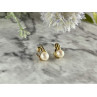 14K YELLOW GOLD PEARL & DIAMONDS EARRINGS