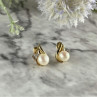 14K Yellow Gold Pearl & Diamonds Earrings
