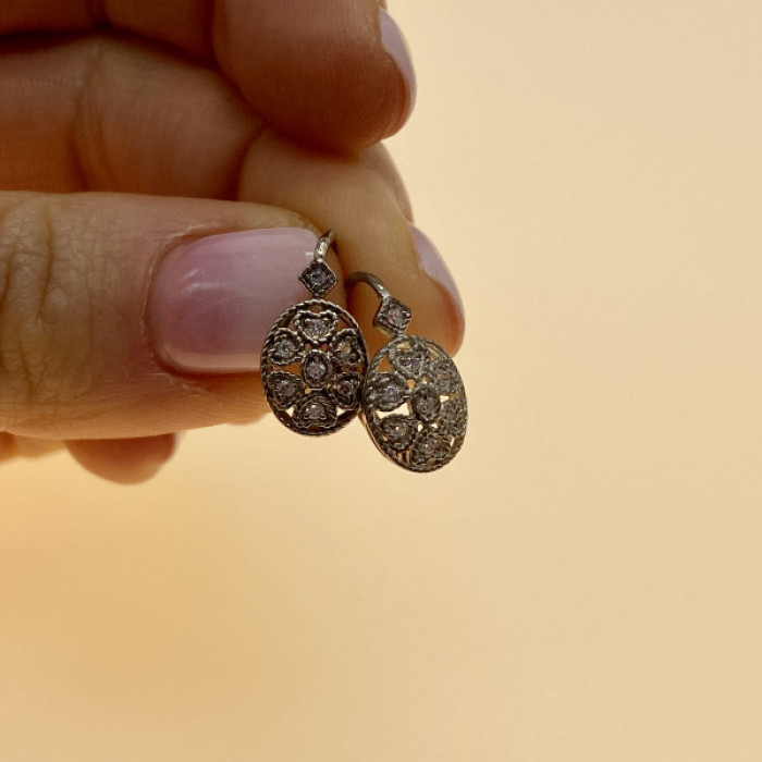 Vintage 925 Sterling Silver CZ Earrings