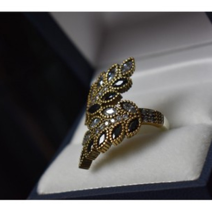 925 Sterling Silver Alpanite & CZ Ring Size 9