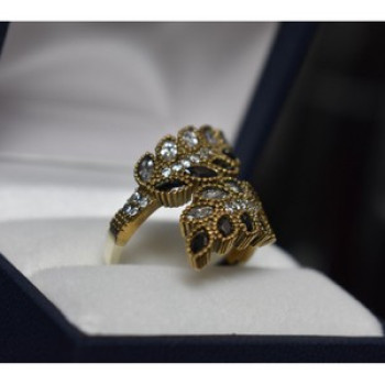 925 Sterling Silver Alpanite & CZ Ring Size 9