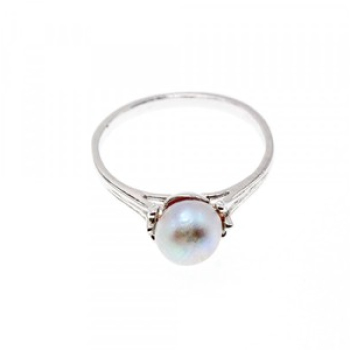 925 Sterling Silver Pearl Classic Ring Size 6.5
