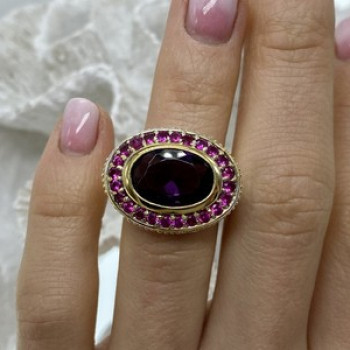 925 Sterling Silver Gold Plated CZ Ring Size 5.5