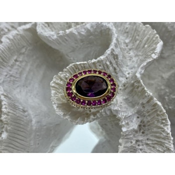 925 Sterling Silver Gold Plated CZ Ring Size 5.5