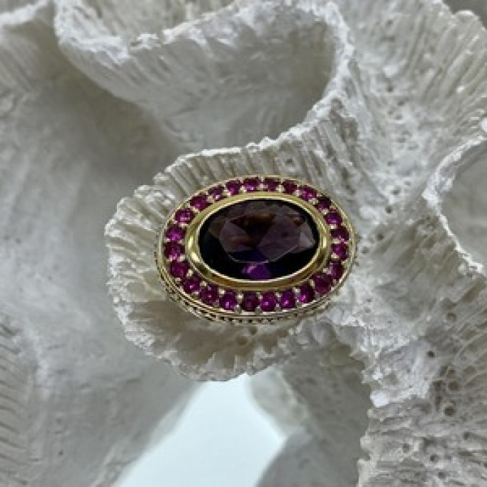 925 Sterling Silver Gold Plated CZ Ring Size 5.5