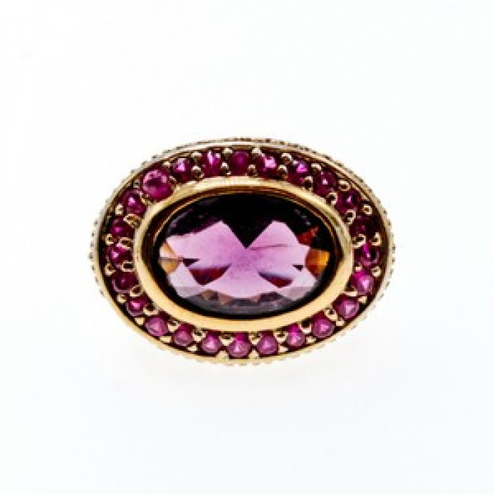925 Sterling Silver Gold Plated CZ Ring Size 5.5