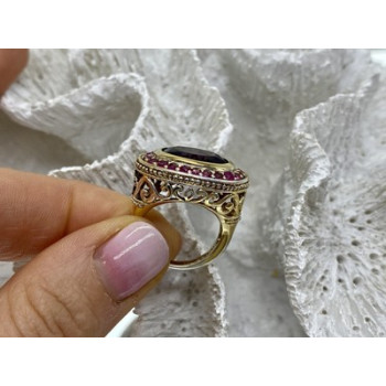 925 Sterling Silver Gold Plated CZ Ring Size 5.5