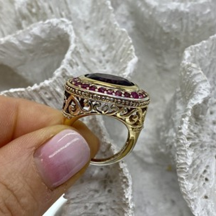 925 Sterling Silver Gold Plated CZ Ring Size 5.5