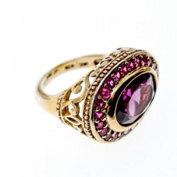 925 Sterling Silver Gold Plated CZ Ring Size 5.5