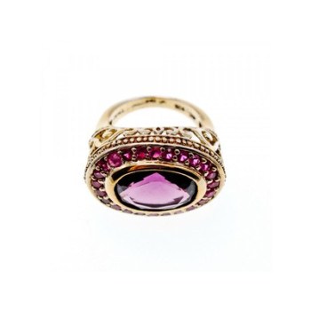 925 Sterling Silver Gold Plated CZ Ring Size 5.5