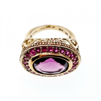 925 Sterling Silver Gold Plated CZ Ring Size 5.5