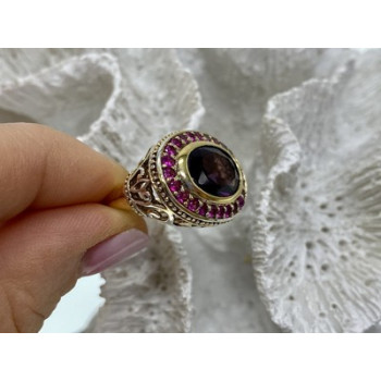 925 Sterling Silver Gold Plated CZ Ring Size 5.5