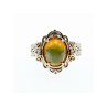 925 Sterling Silver Gold Plated Opal & Goshenite Ring Size 7