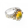 925 Sterling Silver Gold Plated Opal & Goshenite Ring Size 7