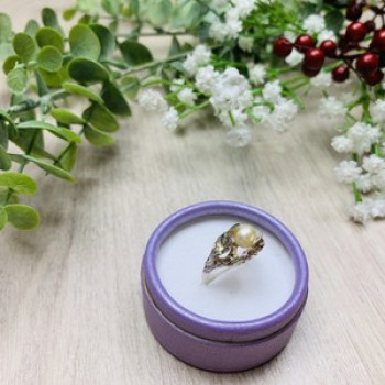 925 Sterling Silver Pearl Ring Size 8