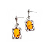 Vintage 925 Sterling Silver Amber Stud Earrings