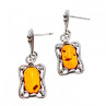 Vintage 925 Sterling Silver Amber Stud Earrings