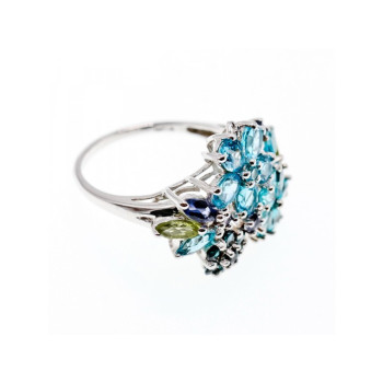 925 STERLING SILVER MULTI GEMSTONES RING SIZE 11