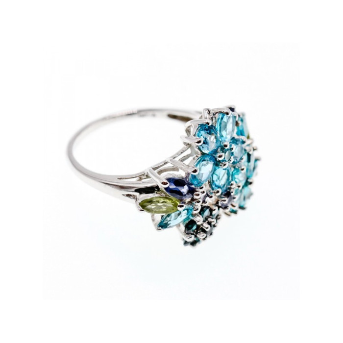 925 STERLING SILVER MULTI GEMSTONES RING SIZE 11