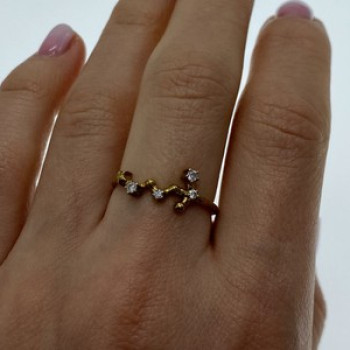 925 Sterling Silver Gold Plated Diamonds Ring Size 9