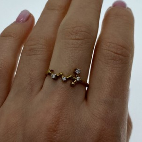 925 Sterling Silver Gold Plated Diamonds Ring Size 9