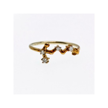 925 Sterling Silver Gold Plated Diamonds Ring Size 9