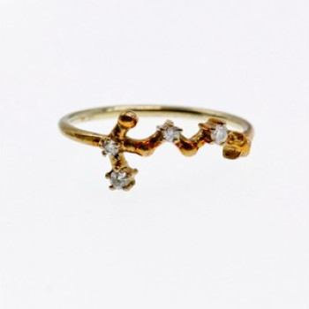 925 Sterling Silver Gold Plated Diamonds Ring Size 9