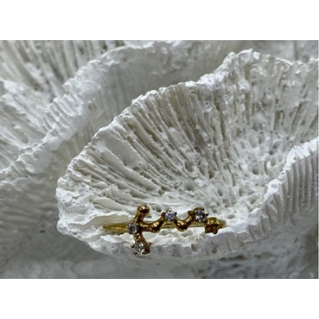 925 Sterling Silver Gold Plated Diamonds Ring Size 9