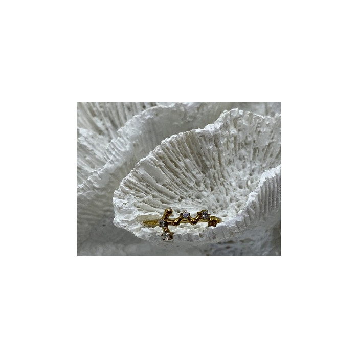 925 Sterling Silver Gold Plated Diamonds Ring Size 9