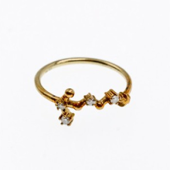 925 Sterling Silver Gold Plated Diamonds Ring Size 9