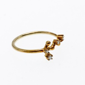 925 Sterling Silver Gold Plated Diamonds Ring Size 9
