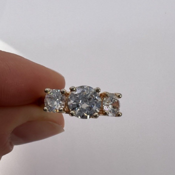 925 Sterling Silver Gold Plated CZ Ring - Size 6 Elegant Jewelry