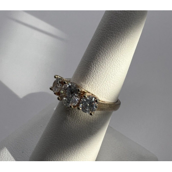 925 Sterling Silver With CZ & Gold Color Ring Size 6