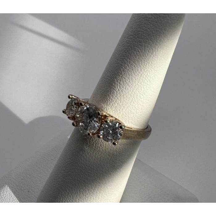 925 Sterling Silver With CZ & Gold Color Ring Size 6