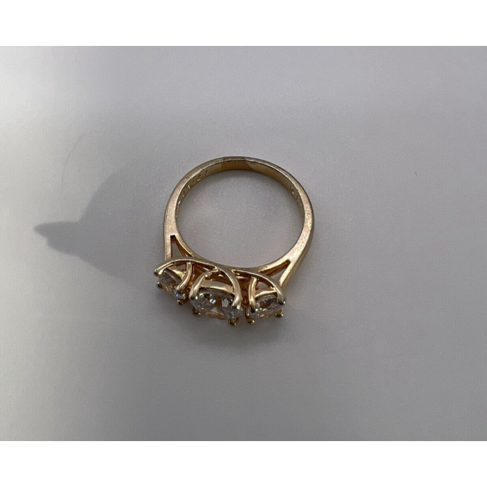 925 Sterling Silver With CZ & Gold Color Ring Size 6