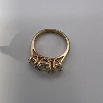 925 Sterling Silver Gold Plated CZ Ring - Size 6 Elegant Jewelry